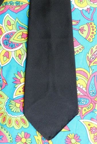 Spaniel funeral tie plain black Terylene vintage 1950s Tailor Made vgc